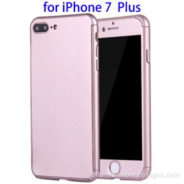Full Coverage PC Protective Case for iPhone 7 Plus with Tempered Glass Screen Film